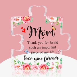 WaaHome Mothers Day Keepsake Gifts for Mom from Daughter Son - Mother's Day Birthday Gifts for Moms from Kids, Flower Mom Keepsake Paperweight Room Decorations