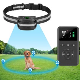VOISTINO 2 in 1 GPS Wireless Dog Fence with Remote Training, Radius from 33 to 1083 Yards, Electric Pet Containment System, Waterproof Collar, Beep Vibration Shock, for Dogs Over 18 Lbs