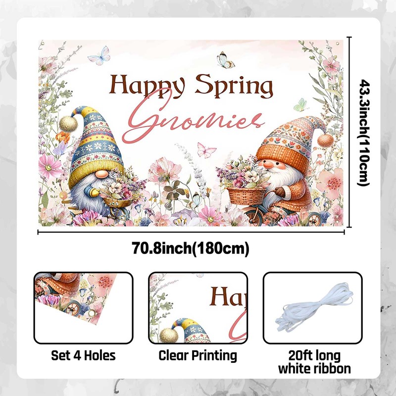 Aperturee Happy Spring Banner - 70.8x43.3 Inch Hello Spring Floral
