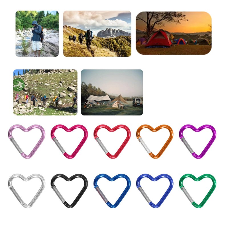 URTERYSER Climbing buckle, Outdoor Carabiner Heart Shape Keychain Clip Spring