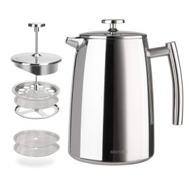 Secura French Press Coffee Maker, 34-Ounce, 304 Stainless Steel Insulated Coffee Press with Extra ScreenSecura French Press Coffee Maker, 34-Ounce, 304 Stainless Steel Insulated Coffee Press with Extra Screen
