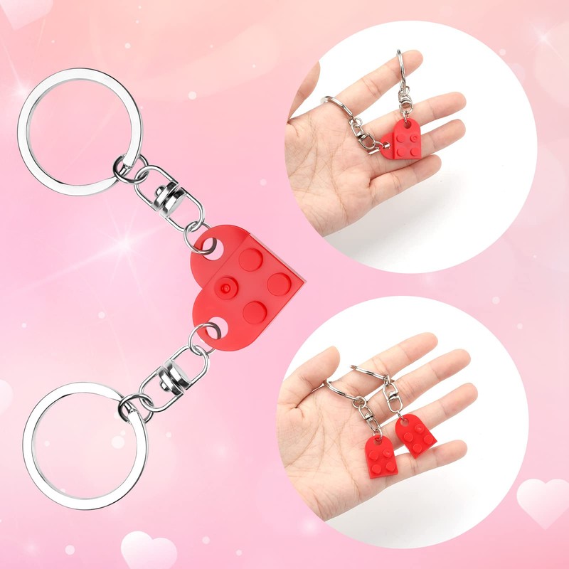 AIEX Heart Keychain Set, 2pcs Matching Heart Decorations Red Heart