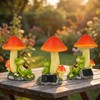 dojune Solar Powered Garden Mushroom Statue with Reading Frog, Outdoor