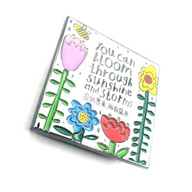 You Can Bloom Through Sunshine and Storms Mental Health Wellbeing Inspirational Flower Metal Enamel Pin Badge