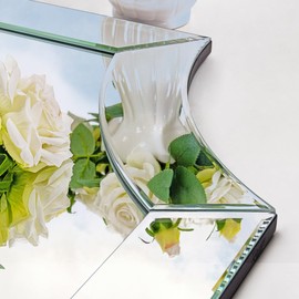 Decorative Mirror for Living Room, 27.6'' X 39.4'' Large Scalloped Mirrors with Glass Pieces and Elegant Beveled Edges, Modern Bathroom Mirror Hang Vertically