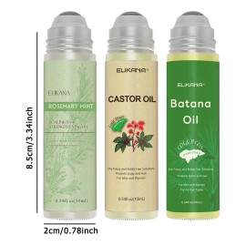 Aceite De Romero Para Cuero Cabelludo, Set De 3 Mini Roller