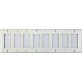 Stamped Steel Smooth White 8 Gang GFI/Rocker Switch Plate 8 GANG