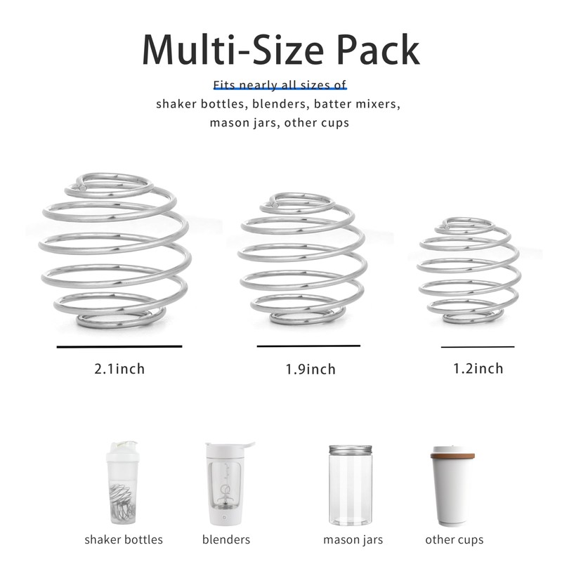 BooMetCheer 6 Pcs Multi-Size Shaker Balls for Protein Shakes,Milkshake and