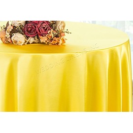 Wedding Linens Inc. 90" Round Seamless Satin tablecloths Table Cover Linens for Restaurant Kitchen Dining Wedding Party Banquet Events - Canary Yellow