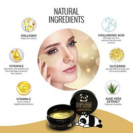 PANDA HYDROGEL - Parche para debajo de los ojos - Máscara hidratante de gel de colágeno - Almohadillas de gel de aloe vera para debajo de los ojos - Círculos oscuros, hinchazón, arrugas, tratamiento para los ojos con ácido hialurónico 60 máscaras