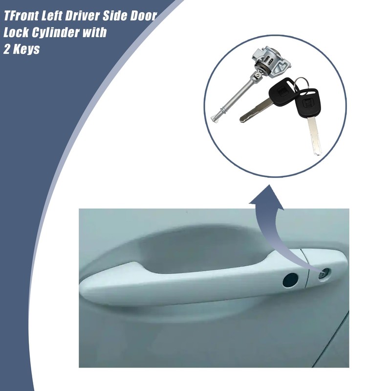 XQSMWF Front Left Driver Side Door Lock Cylinder with 2