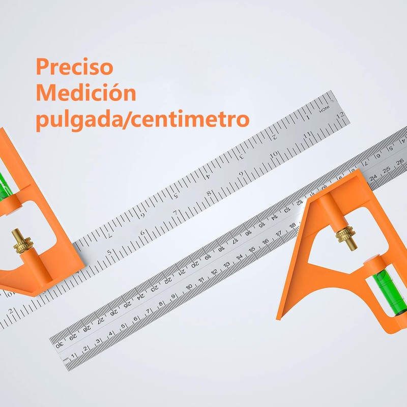 Escuadra de Combinación,Acero Inoxidable,12 Pulgadas y 30cm,Ajustable Escuadra Combinada,Escuadras para