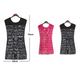 Set of 2 - 75 cm x 42 cm Jewellery Storage Chains with 30 Compartments Jewellery Hanger Dress for Earrings Necklace Jewellery Organiser for Jewellery Accessories Wardrobe Jewellery Storage Bag Pink,