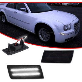 GTINTHEBOX Smoked Lens Front White LED Side Marker Light Compatible with 2005-2014 Chrysler 300,Replace OEM Sidemarker Lamps