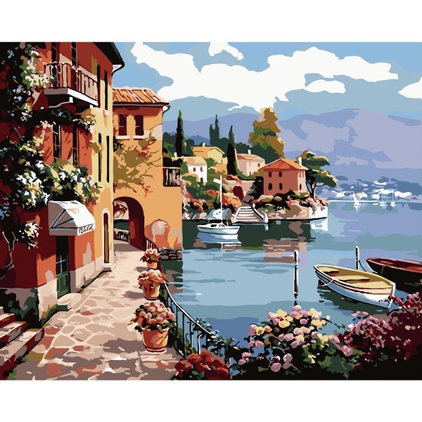 QUITEDEW Paint by Number for Adults,Street Scenery Paint by Numbers,