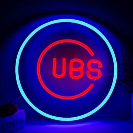 Balanar Cubs Neon Sign Baseball for Sport Club Wall Decor Baseball LED Sign Neon Light For Man Cave Garage Decoration Red Neon Sign For Bar,Dorm Room,Party DecorationGame Room Decoration