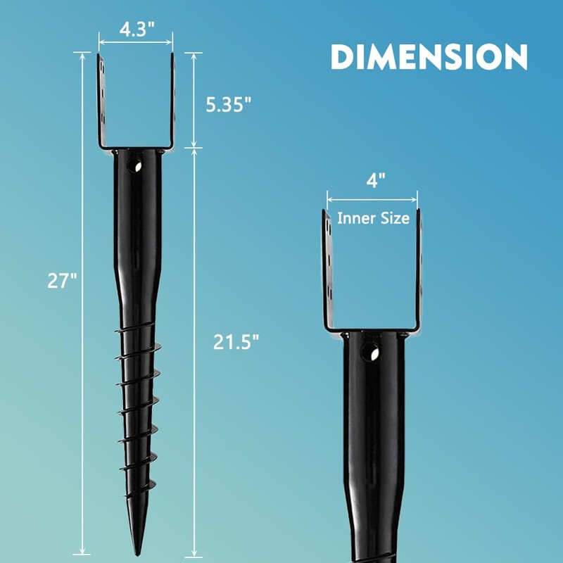 Furnishh No Dig Ground Anchor 4"x4" Post Holder U Model