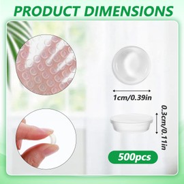 500pcs Cabinet Door Bumpers,Circular Self-Adhesive Clear Rubber Bumpers,Sound Dampening Cabinet Stoppers for Kitchen,Surface Protection for Wall, Drawers, Picture Frames, Cupboard Door Bumper
