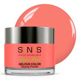 SNS Healthy Natural Nails SNS Nail Dip Powder, Gelous Color Dipping Powder - Eyes For You (Peach/Coral), EE18 - Long-Lasting Acrylic Nail Color & Polish Lasts 14 Days - Low-Odor & No UV Lamp - 1.5 Oz