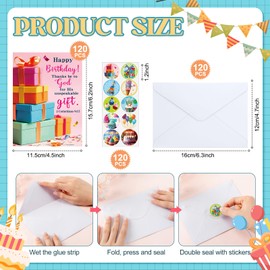 Motiskyy 120 Pack Religious Christian Birthday Cards Bulk with Scripture Bible Verse 4.5 x 6.2 Inch Assorted Christian Blessings Greeting Cards for Birthday with Envelopes and Stickers (Bright Style)