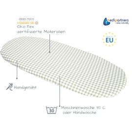 Medi Partners Fitted Sheet Pram 86 x 40 cm 100% Cotton Mattress Protector Baby (Checked)