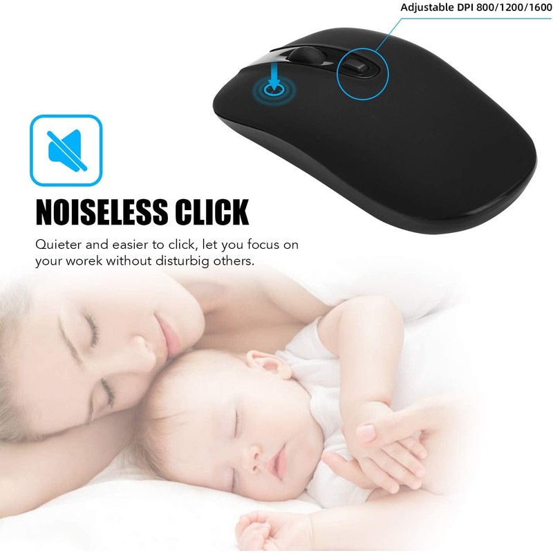 Wireless Mouse, 2.4G Slim Portable Wireless Mouse for Laptop Silent