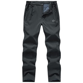 Gopune Mens Snow Ski Waterproof Softshell Snowboard Pants Outdoor Hiking Fleece Lined Deep Grey,36