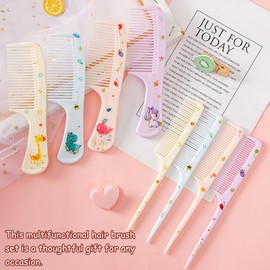 4 sets of baby comb sets, cute comb sets, toddler combs, mini comb mouse tail hair comb, wet hair anti-static comb, suitable for young boys and girls (four colors)