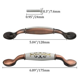 WMYCONGCONG 8 PCS Vintage Cabinet Pull Ceramic Drawer Pulls 5 Inch Hole Centers Kitchen Cabinet Handle with Screws for Dresser Drawer