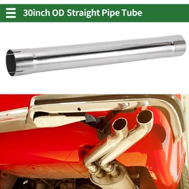 Motoforti 2.5" OD 30inch Length Straight Exhaust Pipe Tube T316 Stainless Steel Car Tubing Piping Surface Polishing Silver Tone