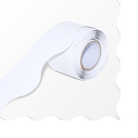 60 Feet Bulletin Board Borders, Pure White Scalloped Rolled Border Trim Board Border with Wavy Line Design Decoration for School, Classroom & Offices