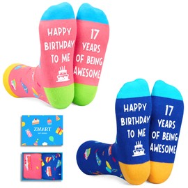 Zmart 17th Birthday Gift Ideas Socks - 17th Birthday Gifts for 17 Year Old Boys Girls, Birthday Presents for 17 Year Old Teens