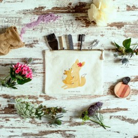 Mr. & Mrs. Panda S Makeup Bag Fox Mum & Child, White, Hand drawn