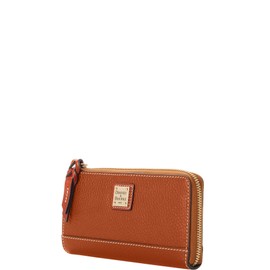 Dooney & Bourke Women's Folded Zip Wristlet in Pebble Grain Leather, with Detachable Wrist Strap, Caramel