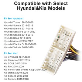 Zenoruslky Radio Wire Harness Kit Compatible with Hyundai Elantra Santa Sonata Tucson Accent Kia Rio Aftermarket Android Car Stereo Wiring Harness Adapter 38Pin 35Pin Radio Wire Connector