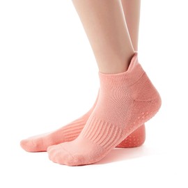 Zando Pilates Socks Non Slip Barre Socks for Women Anti Slip Hospital Socks With Grips For Women Cozy Yoga Socks Gripper Socks Black Compression Non Skid Ankle Socks Running 2/Grey/Pink One Size