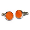 DQT Men Plain Satin Fabric Inlay Wedding Cufflinks - Burnt