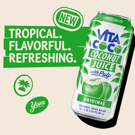 Vita Coco Coconut Juice, Original with Pulp | Big, Bold Coconut Taste | Natural Electrolytes | Sweet, Refreshing Hydration | 16.9 oz can (Pack of 12)