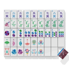 PANDATIME  Ready Master American Mahjong Set 160 Tiles with 4 Acrylic Racks in Wooden Storage Box for Traditional Family Fun TopColor: mat-14-purple