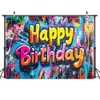 AIIKES 6x4ft Colorful Brick Wall Backdrop Retro Graffiti Happy Birthday