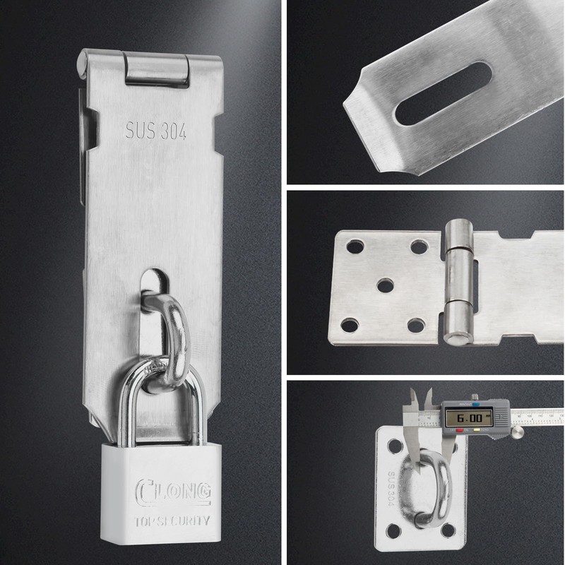 SUS304 Stainless Steel Shed Lock Hasp Door Lock with Padlock,