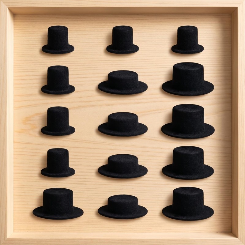 [ULTECHVO] 15pcs Black Flocked Mini Clown Hats Mini Plush Hat