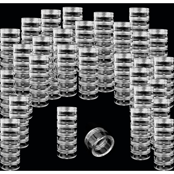 Beauticom 72 Pack(432 Pieces) 5G/5ML Round Stackable Transparent Plastic Embellishment