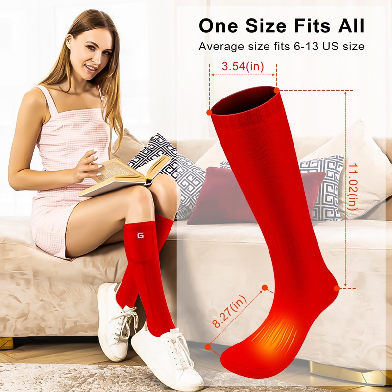 QILOVE Heated Socks, Rechargeable Electric Heated Socks for Women Men-