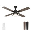 warmiplanet Ceiling Fan with Lights Remote Control, 52 Inch, Black