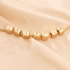 MOLAYES Letter Charms for Necklace and Bracelets,14K Gold Plated Women's Bead Charms, A-Z Alphabet Initial Beads DIY Jewelry Birthday Gift for Women B