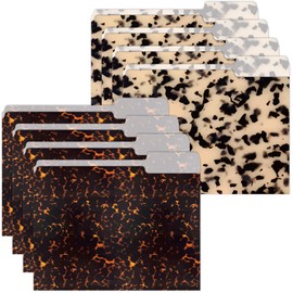 Chiisong 30 Pack Tortoiseshell File Folders 8.7 x 11.6 Inch Letter Size File Folders Decorative 1/3 Cut Tab Thick Documents Supplies for Home Office Organizer Storage
