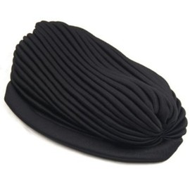 SWT Black Fashion Turban Funky Headwrap --- Ideal for Hair Loss / Chemo / Fashion Use --- Indian Style