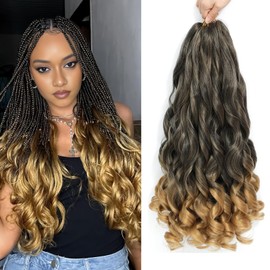 Locescsoc 24 Inch French Curls Braiding Hair 8 Packs Spanish Curly Braids Pre Stretched Loose Wave Soft French Curl Synthetic Braiding Hair Extensions for Women (1B/27, 24 Inch (Pack of 8))