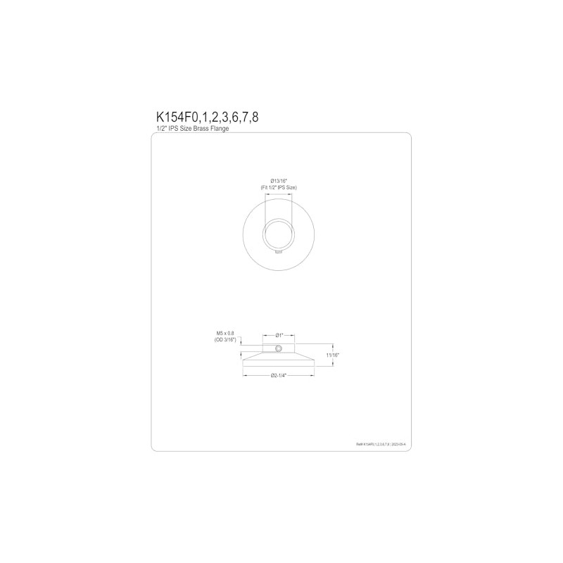 Kingston Brass K154F1 Round Shower Arm Flange in Polished Chrome